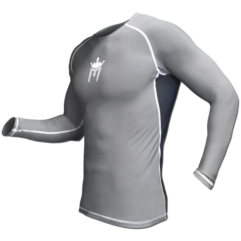 Meister Rush Long-Sleeve Rash Guard for MMA, BJJ & Surfing - Charcoal/Black - Small - Image 5