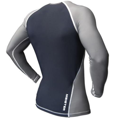 Meister Rush Long-Sleeve Rash Guard for MMA, BJJ & Surfing - Charcoal/Black - Small - Image 3