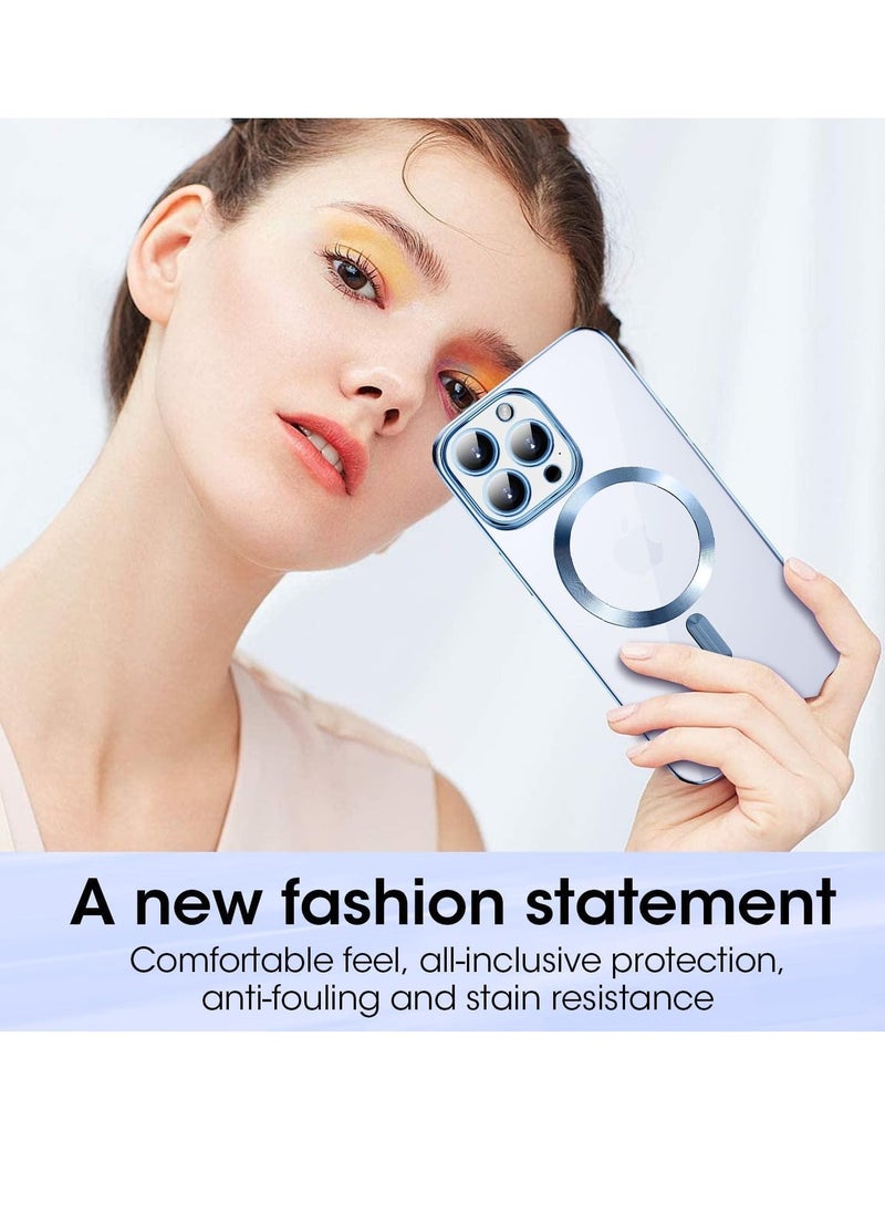 Raxoom Magnetic Case for iPhone 15 Pro Max with Camera Lens Protector, Full Body Protective Slim Thin Transparent Phone Case Cover for iPhone 15 Pro Max 6.7 Inch (Blue) - Image 5