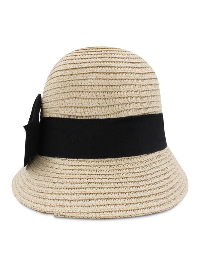 VRITRAZ Kids Straw Cloth Bow Breathable Hat , Summer Sun Protection, 6 to 14 Years (Color-Barbell Beige) - Image 3