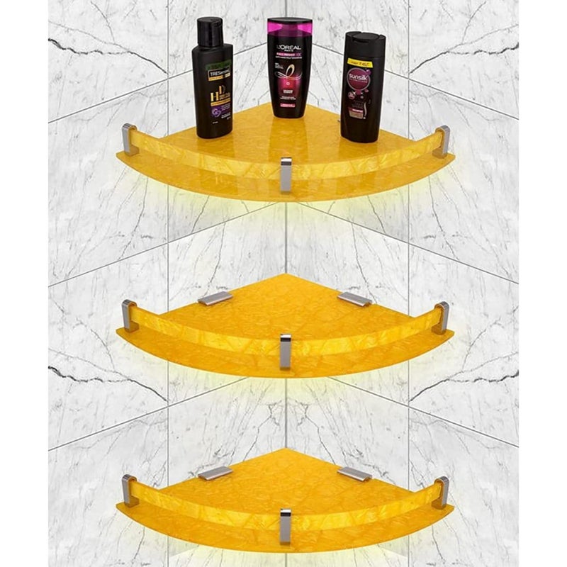 KGDA KGDA Premium Acrylic Wall Corner Shelf Bathroom Shelves and Shelf Bathroom Accessories Color Yellow Size 10 x 10 Inches Pack of 3 Pcs - Image 1
