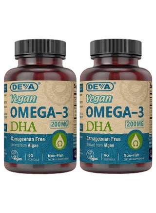 DEVA Vegan Omega-3 DHA Supplement, Once-Per-Day Softgel 200 MG, Carrageenan Free, Gelatin Free, Non-Fish, Algae Oil, Omega-3 Fatty Acids - 90 Softgels (Pack of 2) - pzsku/Z30254C41FA9C8A5C9426Z/45/_/1739864145/61e03c3e-0f35-4ff6-8c5c-bb6b9efa1faf