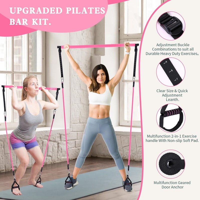 Bbtops Pilates Bar Kit with Resistance Bands,Pilates Bar with Stackable Bands Workout Equipment for Legs,Hip,Waist and Arm,Exercise Fitness Equipment for Women & Men Home Gym Yoga Pilates - Image 2