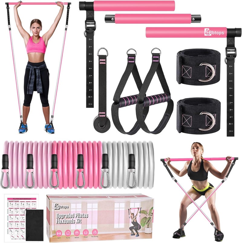 Bbtops Pilates Bar Kit with Resistance Bands,Pilates Bar with Stackable Bands Workout Equipment for Legs,Hip,Waist and Arm,Exercise Fitness Equipment for Women & Men Home Gym Yoga Pilates - Image 1