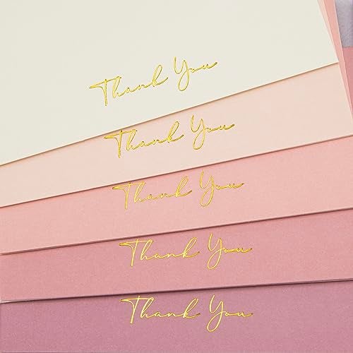 Crisky Dusty Rose Thank You Cards with Envelopes & Stickers， 25 Pack Bridal Shower Graduation Thank You Cards Small Business, Wedding Baby Shower Birthday Funeral Notes Bulk - Image 1