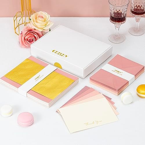 Crisky Dusty Rose Thank You Cards with Envelopes & Stickers， 25 Pack Bridal Shower Graduation Thank You Cards Small Business, Wedding Baby Shower Birthday Funeral Notes Bulk - Image 4