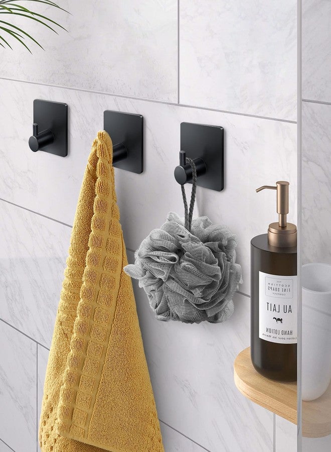 xdgeLoad Adhesive Towel Hooks for Bathroom, Adhesive Heavy Duty Towel Hooks 6 Pack,Towel Holders for Hanging/Bathroom/Kitchen/Robe, Black Stainless Steel Matte Towel Wall Hooks Without Punching - Image 2