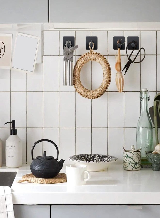 xdgeLoad Adhesive Towel Hooks for Bathroom, Adhesive Heavy Duty Towel Hooks 6 Pack,Towel Holders for Hanging/Bathroom/Kitchen/Robe, Black Stainless Steel Matte Towel Wall Hooks Without Punching - Image 3
