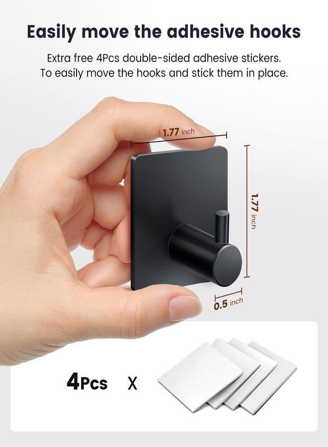 xdgeLoad Adhesive Towel Hooks for Bathroom, Adhesive Heavy Duty Towel Hooks 6 Pack,Towel Holders for Hanging/Bathroom/Kitchen/Robe, Black Stainless Steel Matte Towel Wall Hooks Without Punching - Image 5