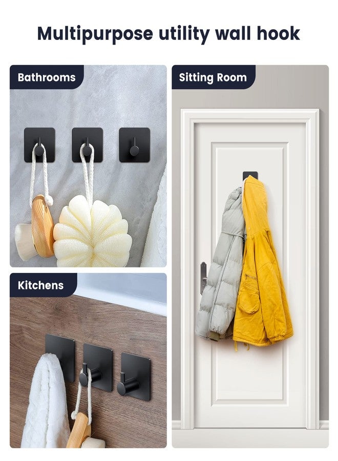 xdgeLoad Adhesive Towel Hooks for Bathroom, Adhesive Heavy Duty Towel Hooks 6 Pack,Towel Holders for Hanging/Bathroom/Kitchen/Robe, Black Stainless Steel Matte Towel Wall Hooks Without Punching - Image 4