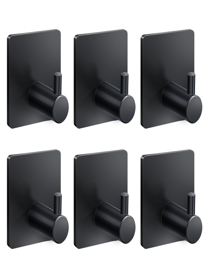 xdgeLoad Adhesive Towel Hooks for Bathroom, Adhesive Heavy Duty Towel Hooks 6 Pack,Towel Holders for Hanging/Bathroom/Kitchen/Robe, Black Stainless Steel Matte Towel Wall Hooks Without Punching - Image 1