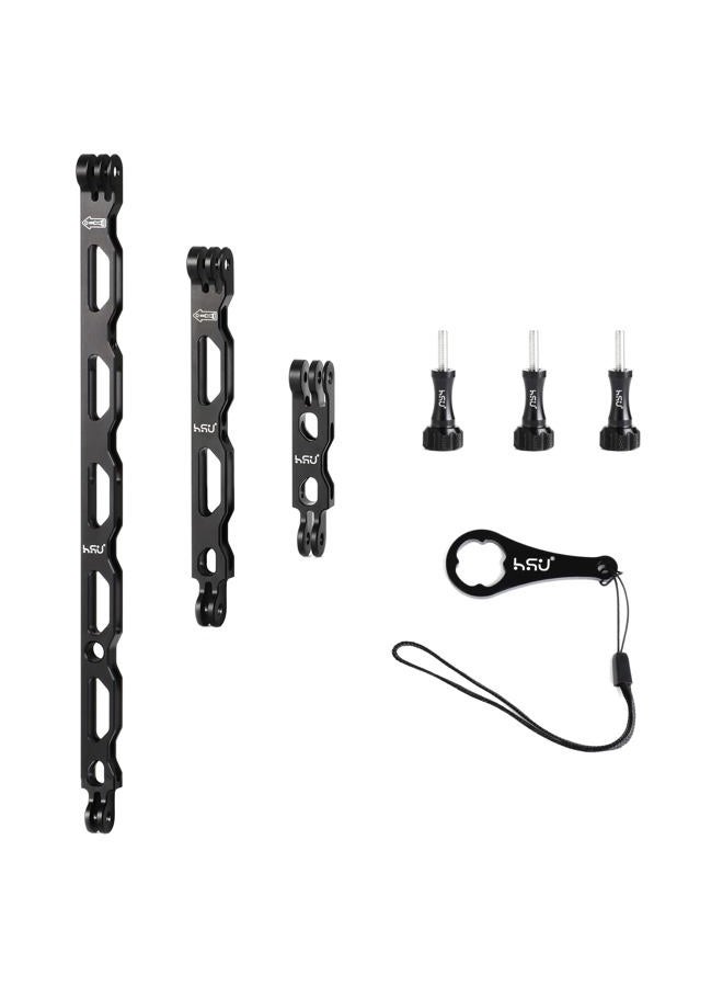 HSU (7 Pcs) All Aluminum Alloy Extension Arm Kit Metal Pole Mount Helmet Stick Extension Arm Mount for GoPro Hero 13/12/11/10/9/8/7/6/5 Black, DJI Osmo Action and More (11.8”/6.5”/3.3”) (Black) - Image 1
