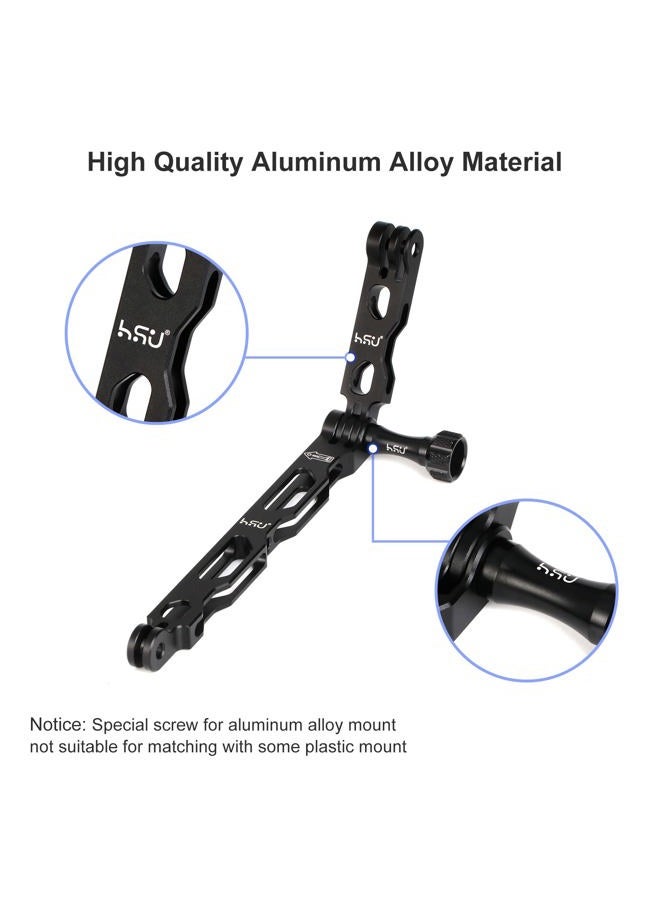HSU (7 Pcs) All Aluminum Alloy Extension Arm Kit Metal Pole Mount Helmet Stick Extension Arm Mount for GoPro Hero 13/12/11/10/9/8/7/6/5 Black, DJI Osmo Action and More (11.8”/6.5”/3.3”) (Black) - Image 3