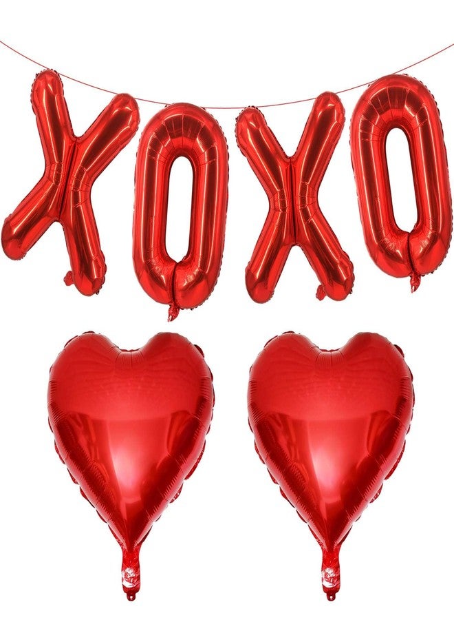 لافوار بالونات حمراء مقاس 16 بوصة على شكل قلب أحمر مكتوب عليها XOXO، 6 بالونات حمراء على شكل حروف XOXO، لافتة بالونات حمراء على شكل قلب لعيد الحب، مناسبة لحفلات الزفاف وتزيين الحفلات. - Image 1