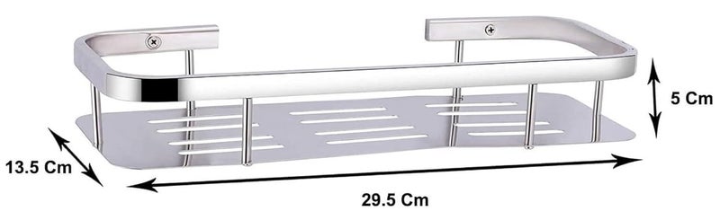 FOLX FBA72 304 Stainless Steel Wall Monted Bathroom Shelf Organizer/Shelf for Bathroom/Kitchen Shelves/Wall - Chrome (1, Rectangle Shelf) - Image 5