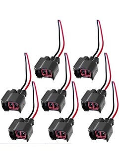 Realfrog 8PCS Fuel Injector Pigtail Connector Plug Wire EV6 Compatible with Ford Mustang F150 F250 Crown Victoria  - Image 1