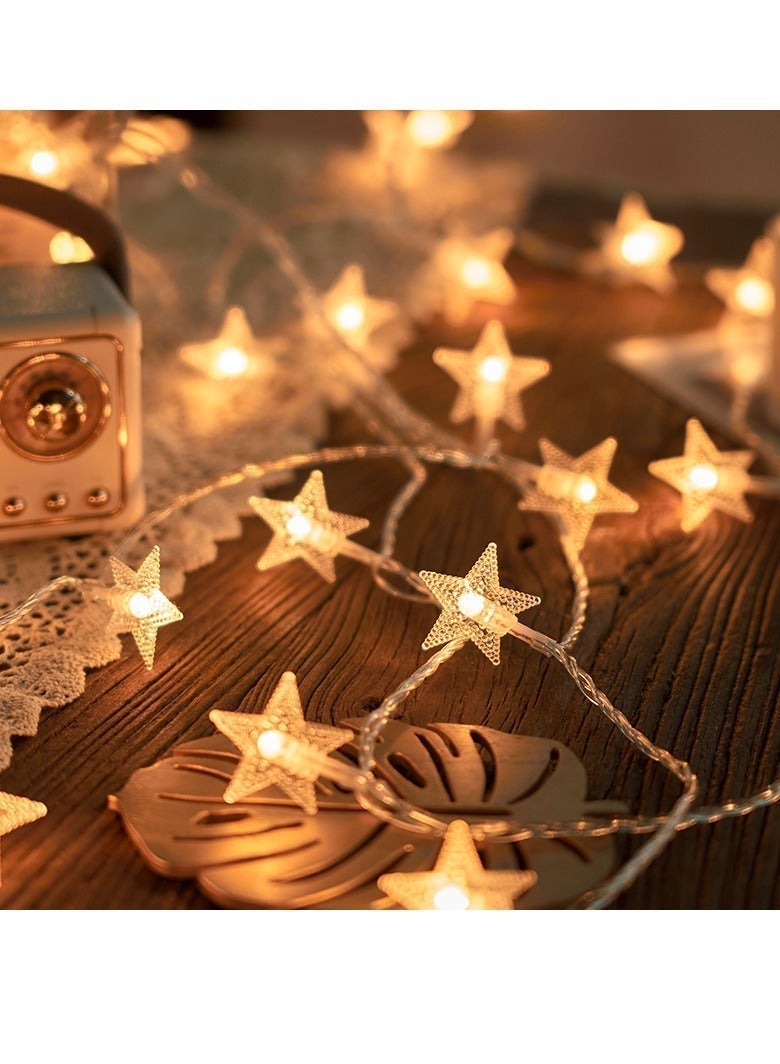 BABONA Star LED String Lights - Battery Operated, 3m Warm White Curtain & String Lights，Battery Powered，Fairy lights Bedroom & Window - Image 3