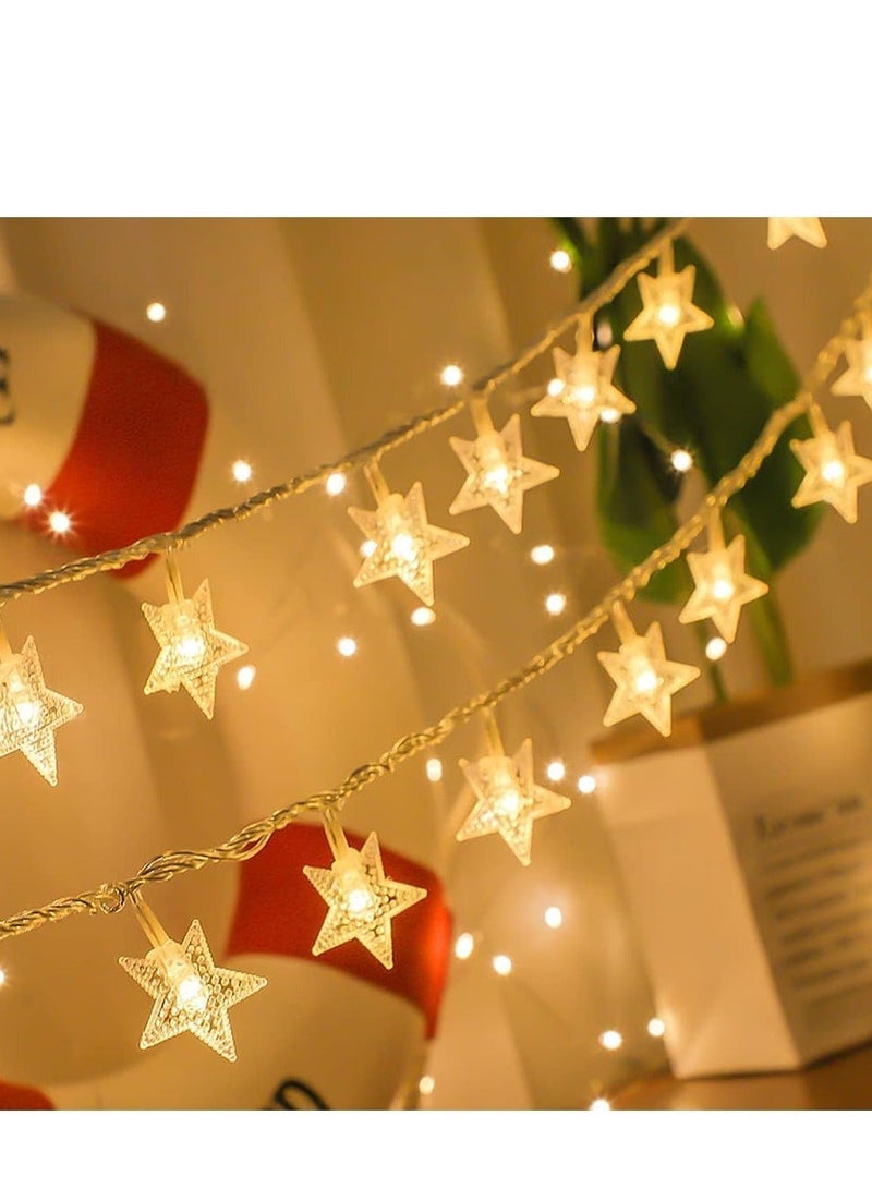 BABONA Star LED String Lights - Battery Operated, 3m Warm White Curtain & String Lights，Battery Powered，Fairy lights Bedroom & Window - Image 1