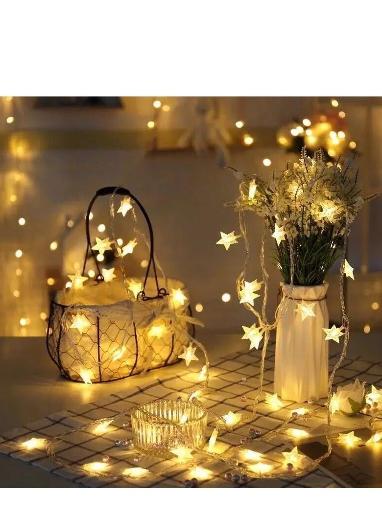 BABONA Star LED String Lights - Battery Operated, 3m Warm White Curtain & String Lights，Battery Powered，Fairy lights Bedroom & Window - Image 4