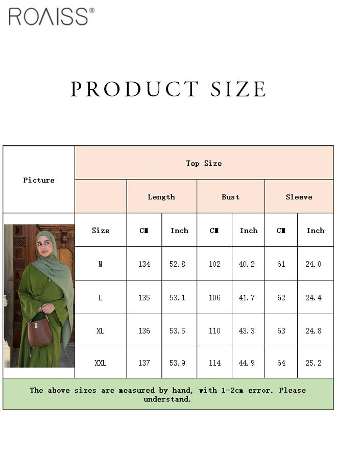 roaiss - Women's Chiffon Muslim Dress Fashionable Loose Fitting Long Sleeved Banquet Dress Temperament Versatile Waist Tightening A-Line Dress - Image 1