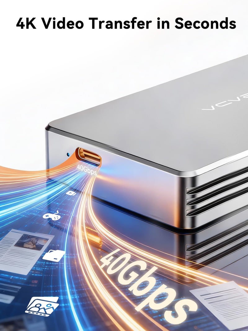 ACASIS 40Gbps M.2 NVMe SSD Enclosure with Aluminum Housing, No Noise M.2 Enclosure Compatible Thunderbolt5/4/3/USB4/3.2/3.1/3.0/2.0,NVMe ssd Enclosure for MacBook Air /Pro Support 2280/2260/2242/2230 - Image 3