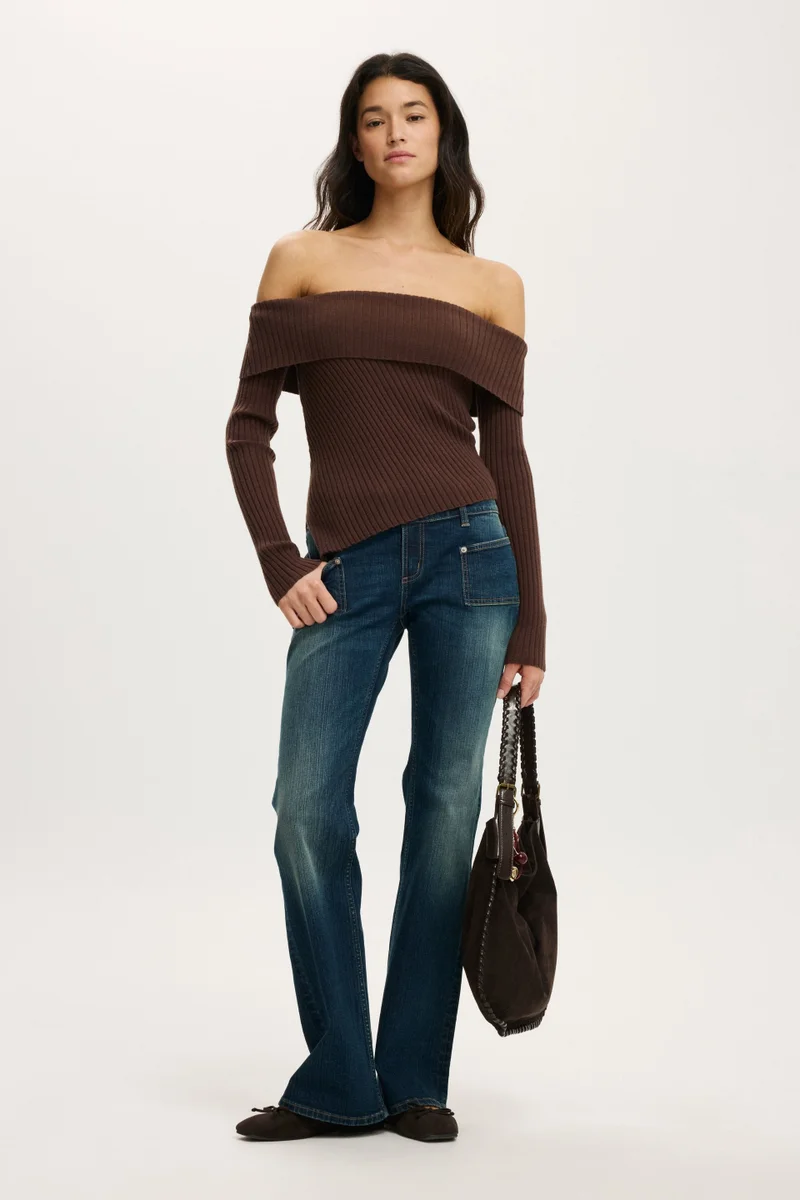 Cotton On ASYM RIB OFF SHOULDER KNIT