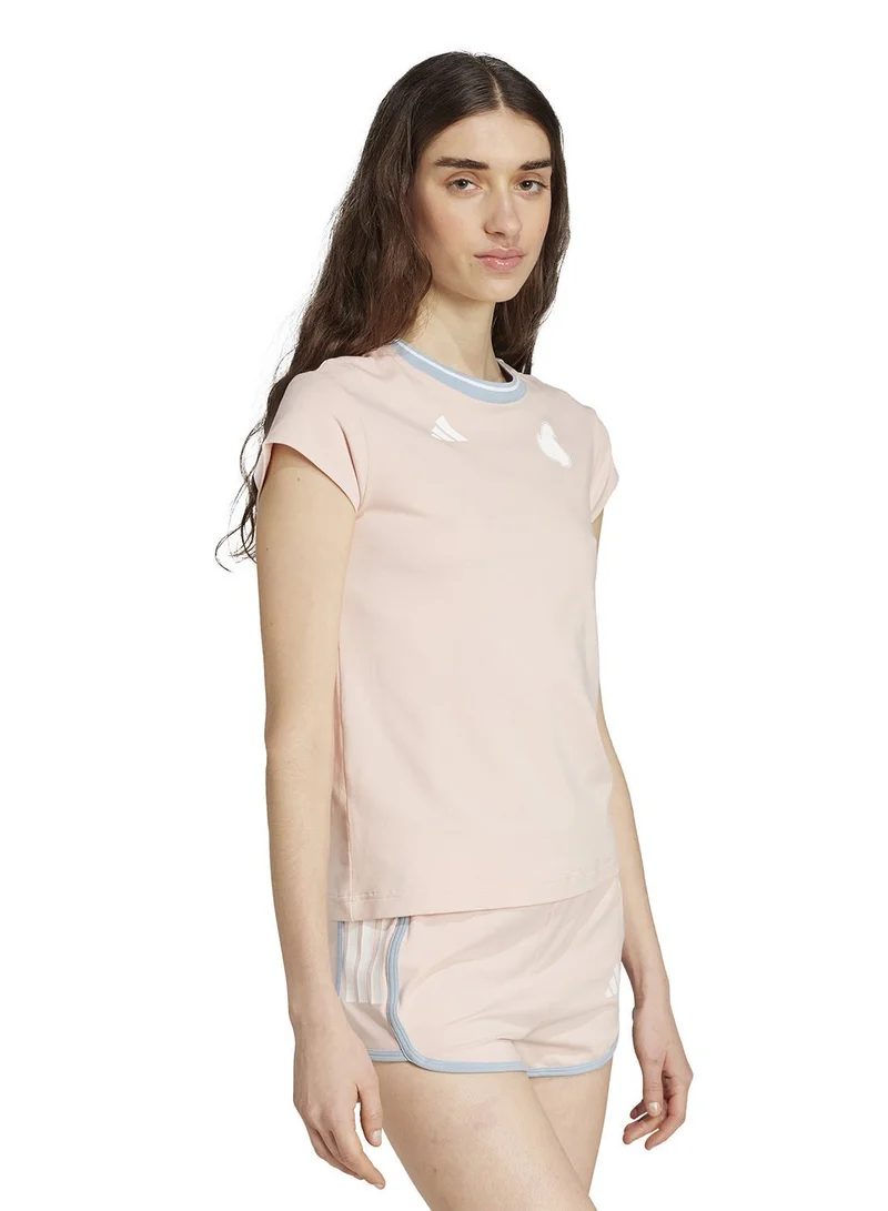 اديداس تي شيرت قطن للأطفال بتصميم خطوط ثلاثية