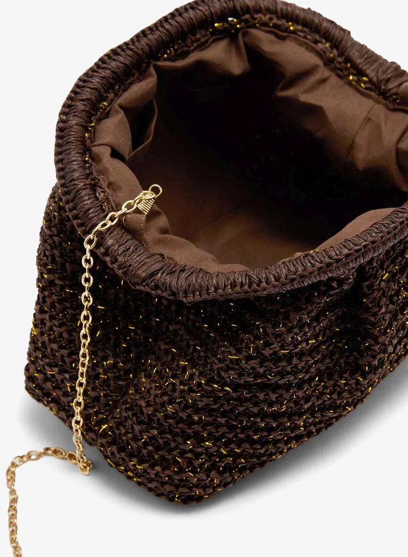 ماتلان Chocolate Brown Straw Clutch Bag