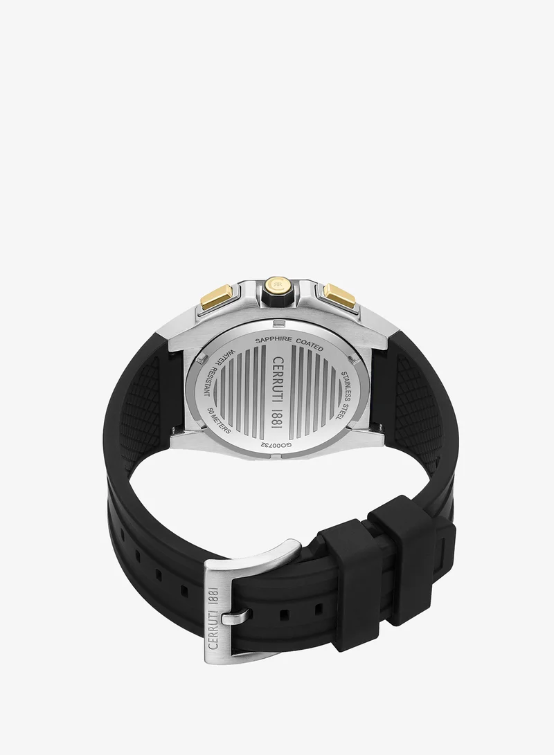 CERRUTI 1881 Black Men's Arezzo Chronograph Watch for Men - Guilloche Matte Green Dial, Black Silicon Strap for Men | Best Price UAE