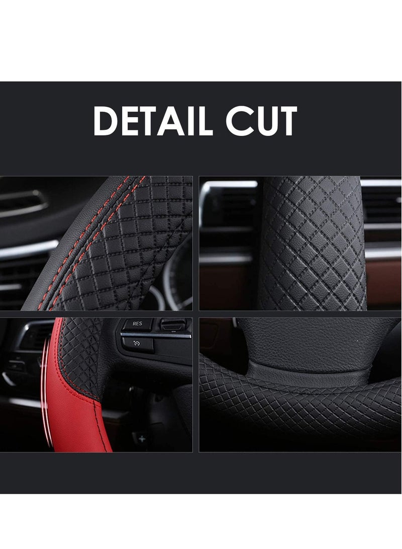SYOSI Universal Car Steering Wheel Covers, Balck 15 Inch Leather Steering Wheel Cover for SUV Honda, Odorless Anti-slip Skidproof Steering Wheel Cover, Car Accessories Sweat Automotive Interior - Image 3