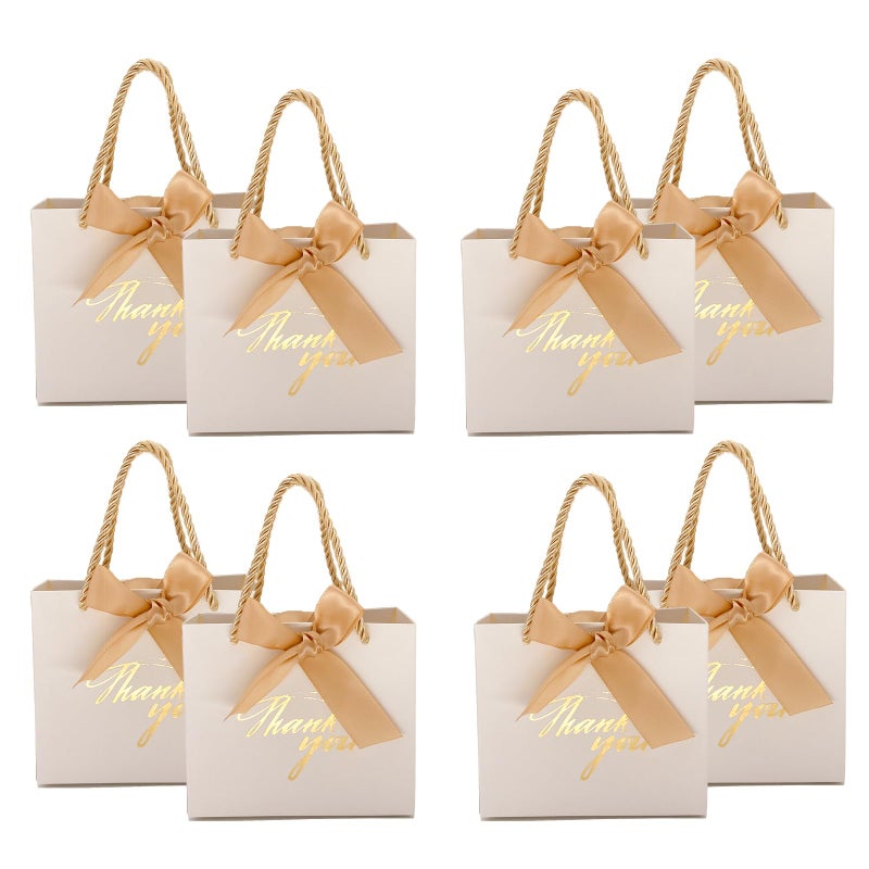 TKSBAG 50 Pack Small Thank You Gift Bags with Handles 55x 25x47 Mini White Gift Bags Bulk for Baby Shower Birthday Wedding Party Favors - Image 3