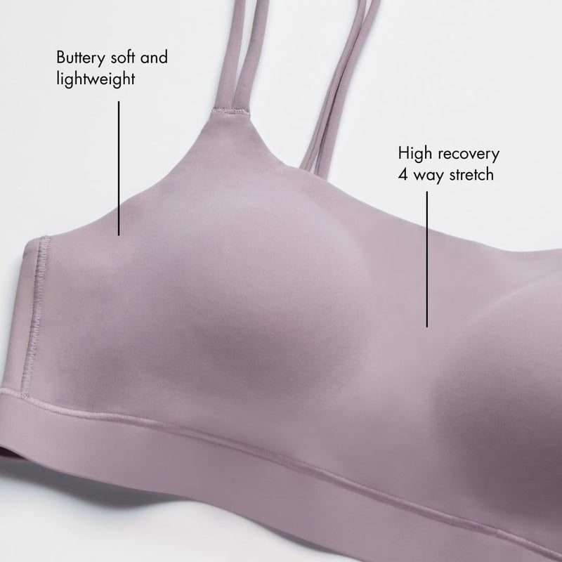 Floatley Cozy Adapt Medium Impact Sports Bra Wirefree Soft Comfort Back Closure Strappy Yoga Bra with Embedded Pads for Women Size L - Image 4