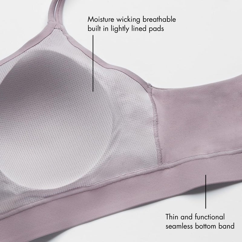Floatley Cozy Adapt Medium Impact Sports Bra Wirefree Soft Comfort Back Closure Strappy Yoga Bra with Embedded Pads for Women Size L - Image 5