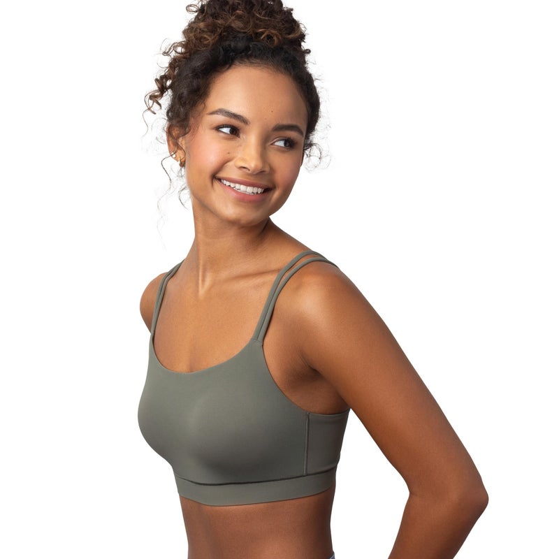 Floatley Cozy Adapt Medium Impact Sports Bra Wirefree Soft Comfort Back Closure Strappy Yoga Bra with Embedded Pads for Women Size L - Image 1