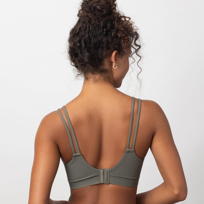 Floatley Cozy Adapt Medium Impact Sports Bra Wirefree Soft Comfort Back Closure Strappy Yoga Bra with Embedded Pads for Women Size L - Image 3
