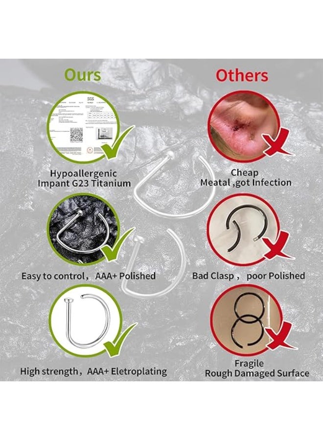 3Pcs Women Fake Piercing Nose Ring ( Gold & Silver & Black ) Hoop Septum Non Piercing Nose Clip Stainless Steel - Image 3