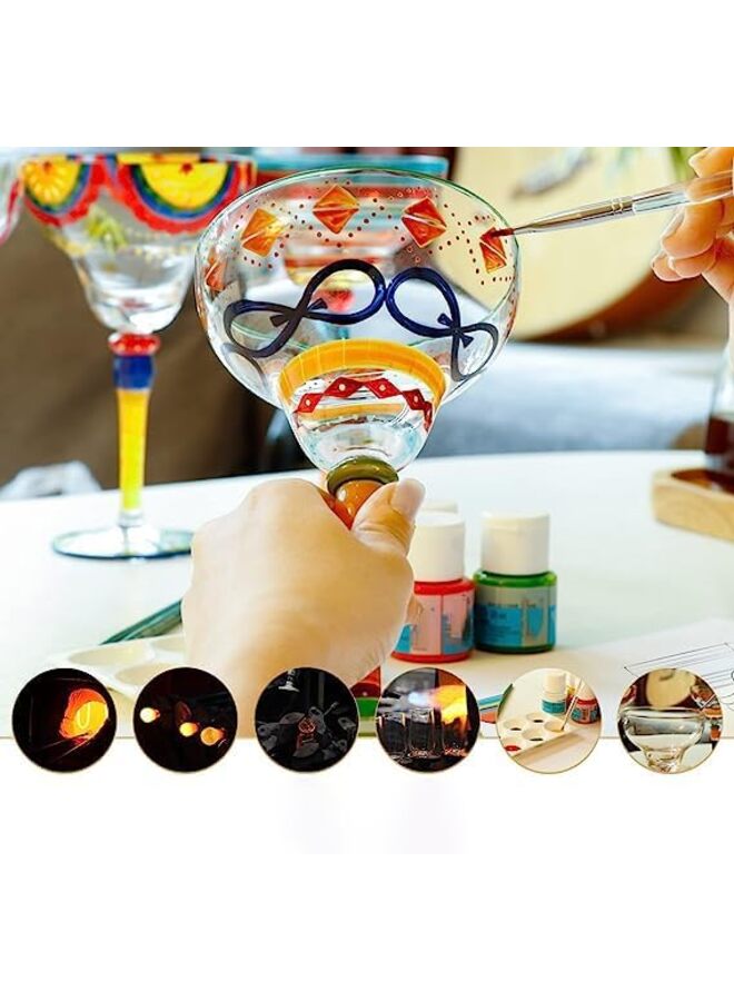 Hand Painted Margarita Glass - Moroccan Collection - Hand Painted Glassware by Artists - Unique and Decorative Margarita Glasses, Kitchen Table Décor - Image 3
