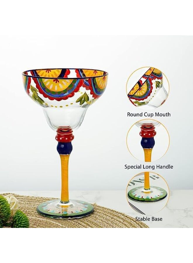 Hand Painted Margarita Glass - Moroccan Collection - Hand Painted Glassware by Artists - Unique and Decorative Margarita Glasses, Kitchen Table Décor - Image 4