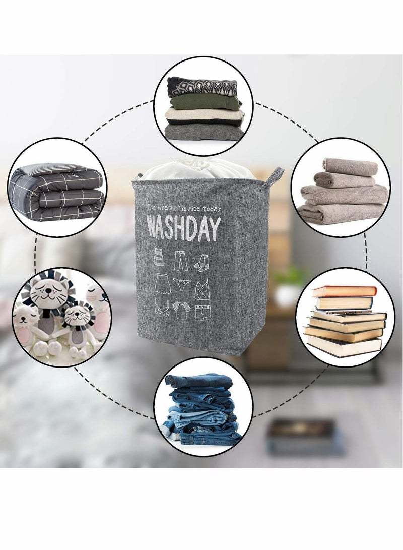 NIBEMINENT 75L Collapsible Laundry Basket, Waterproof With Handles, Large Capacity Quilt Clothes Storage Bag, Dirty Basket For Bedroom(Grey) - Image 2