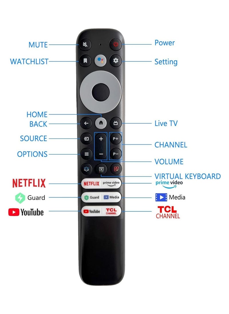 ماركة غير محددة جهاز التحكم عن بعد RC902V لتلفزيون TCL Android TV Mini-LED QLED 4K UHD Smart TV مع Netflix وPrime Video وYouTube وGuard وMedia وTCL Channel (بدون وظيفة صوتية)  - Image 3