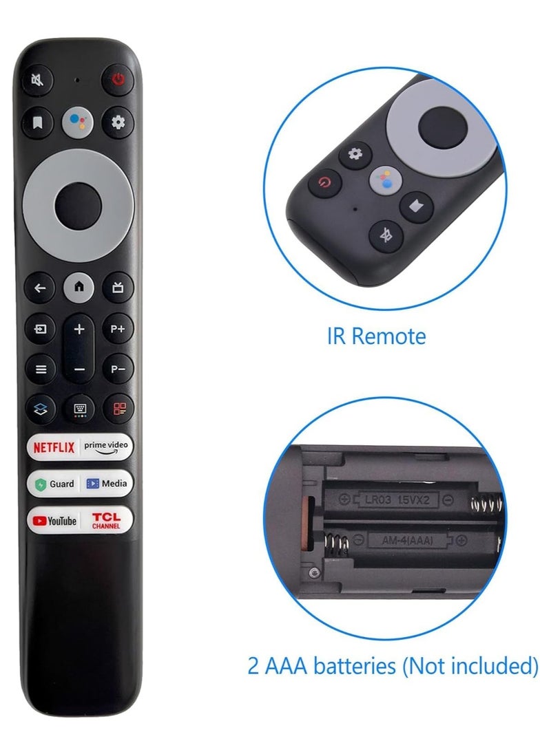 جهاز التحكم عن بعد RC902V لتلفزيون TCL Android TV Mini-LED QLED 4K UHD Smart TV مع Netflix وPrime Video وYouTube وGuard وMedia وTCL Channel (بدون وظيفة صوتية)