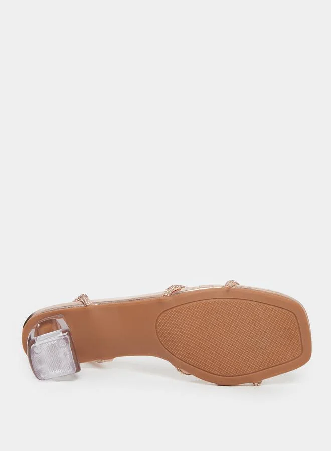 Take Two Take Two Embellished Butterfly Cross Strap Block Heel Sandals