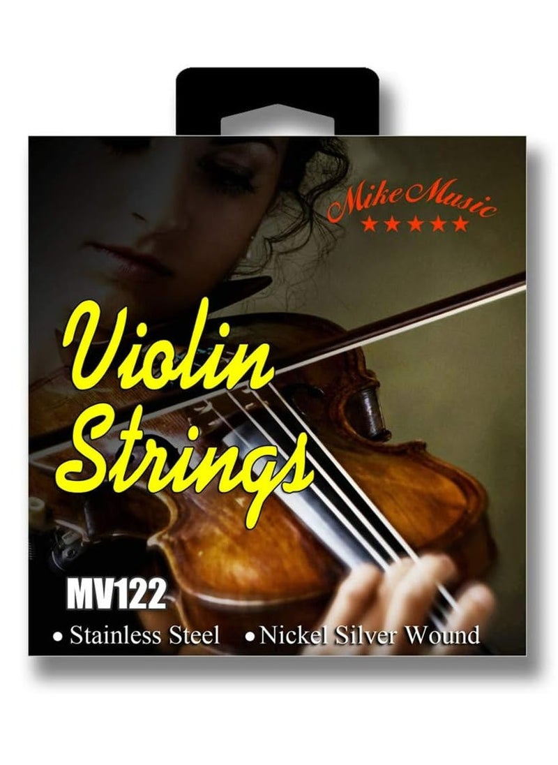 Mike Music Violin Strings Full Set (G-D-A-E), MV122 Medium Tension Universal Violin String with Nickel-plated Ball Ends, Economical and Durable,Compatible with 4/4, 3/4, 1/2 ,1/4, 1/8 Violins  - Image 1
