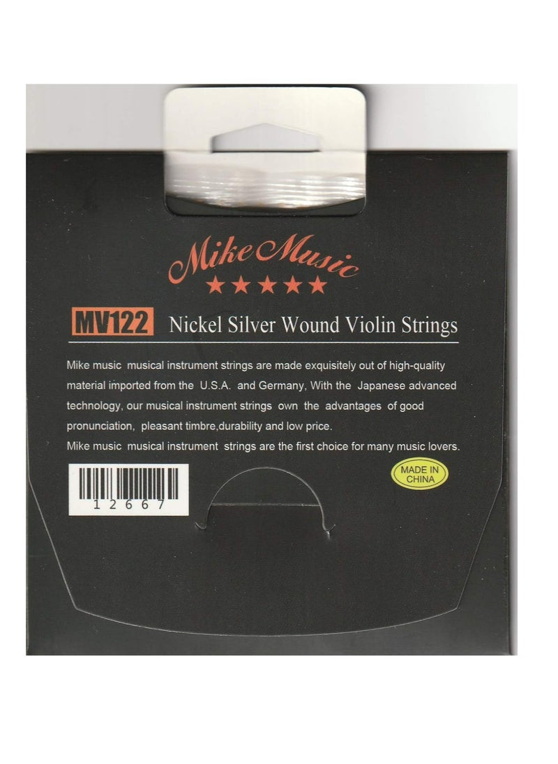 Mike Music Violin Strings Full Set (G-D-A-E), MV122 Medium Tension Universal Violin String with Nickel-plated Ball Ends, Economical and Durable,Compatible with 4/4, 3/4, 1/2 ,1/4, 1/8 Violins  - Image 2