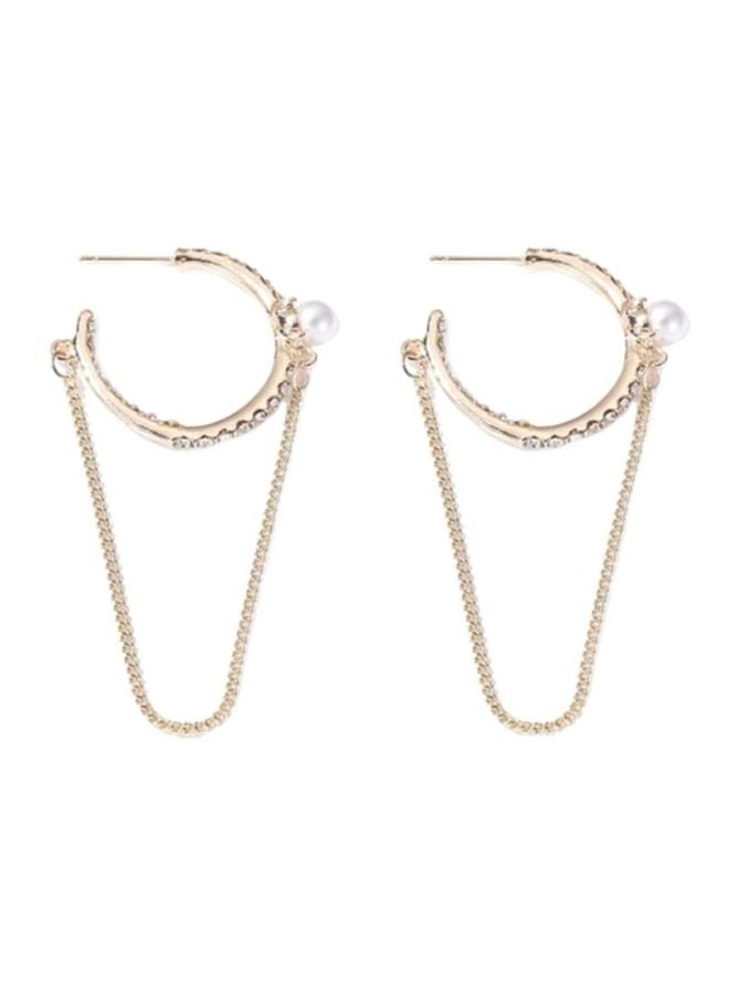 J&J Pearl And Diamond Hoop Earrings  - Image 1