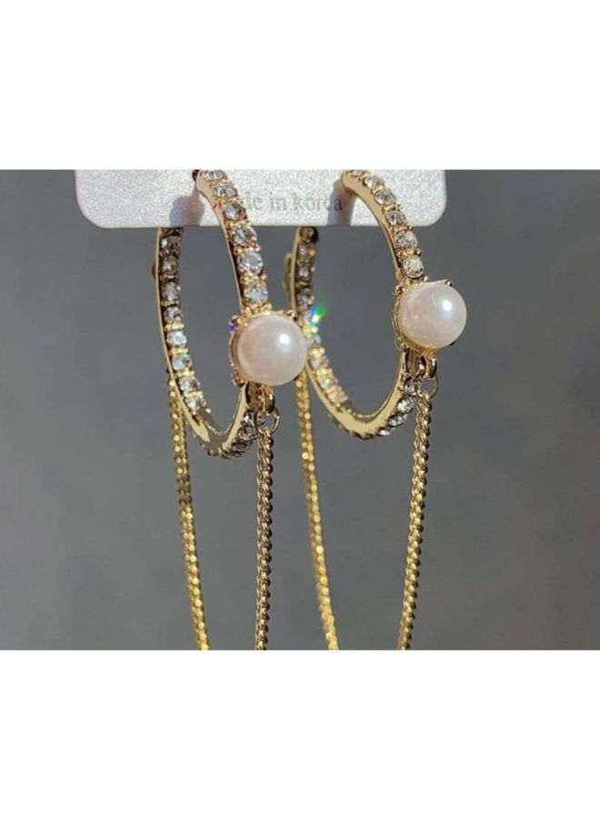 J&J Pearl And Diamond Hoop Earrings  - Image 3