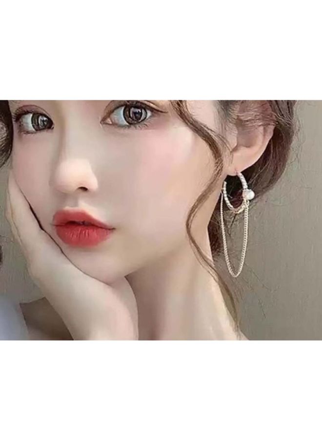 J&J Pearl And Diamond Hoop Earrings  - Image 4