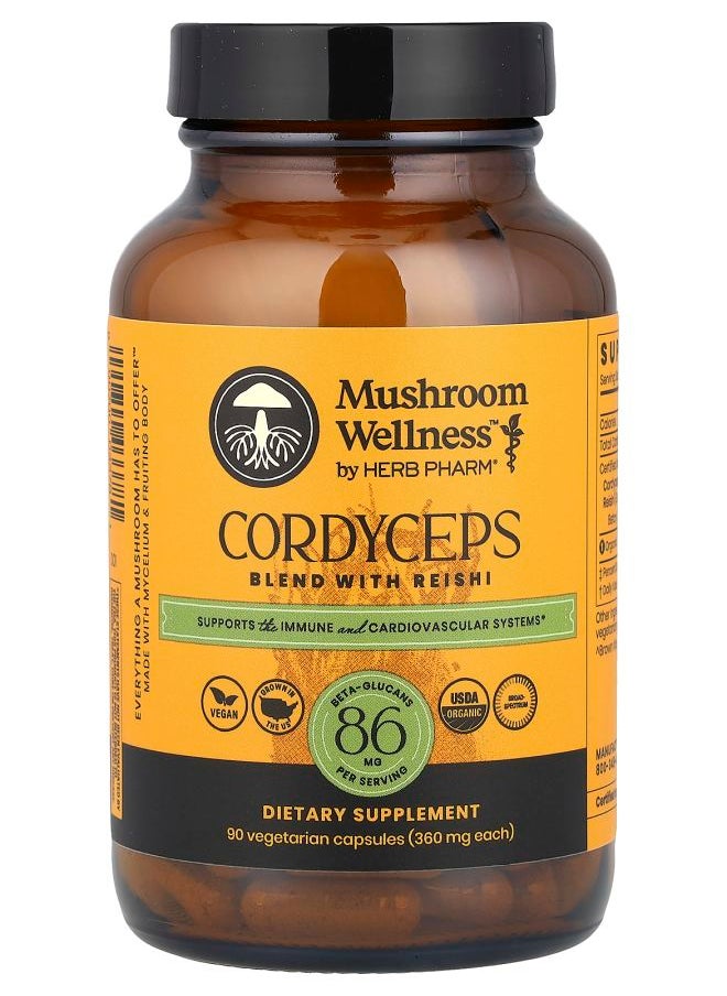 HERB PHARM - Mushroom Wellness™ Cordyceps Blend with Reishi 90 Vegetarian Capsules - Image 1
