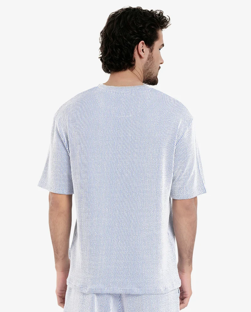 Rare Rabbit Men's Boxy Fit Self Stripe Textured Shirt