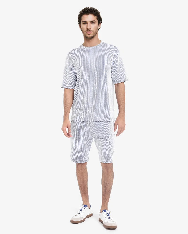 Rare Rabbit Men's Boxy Fit Self Stripe Textured Shirt